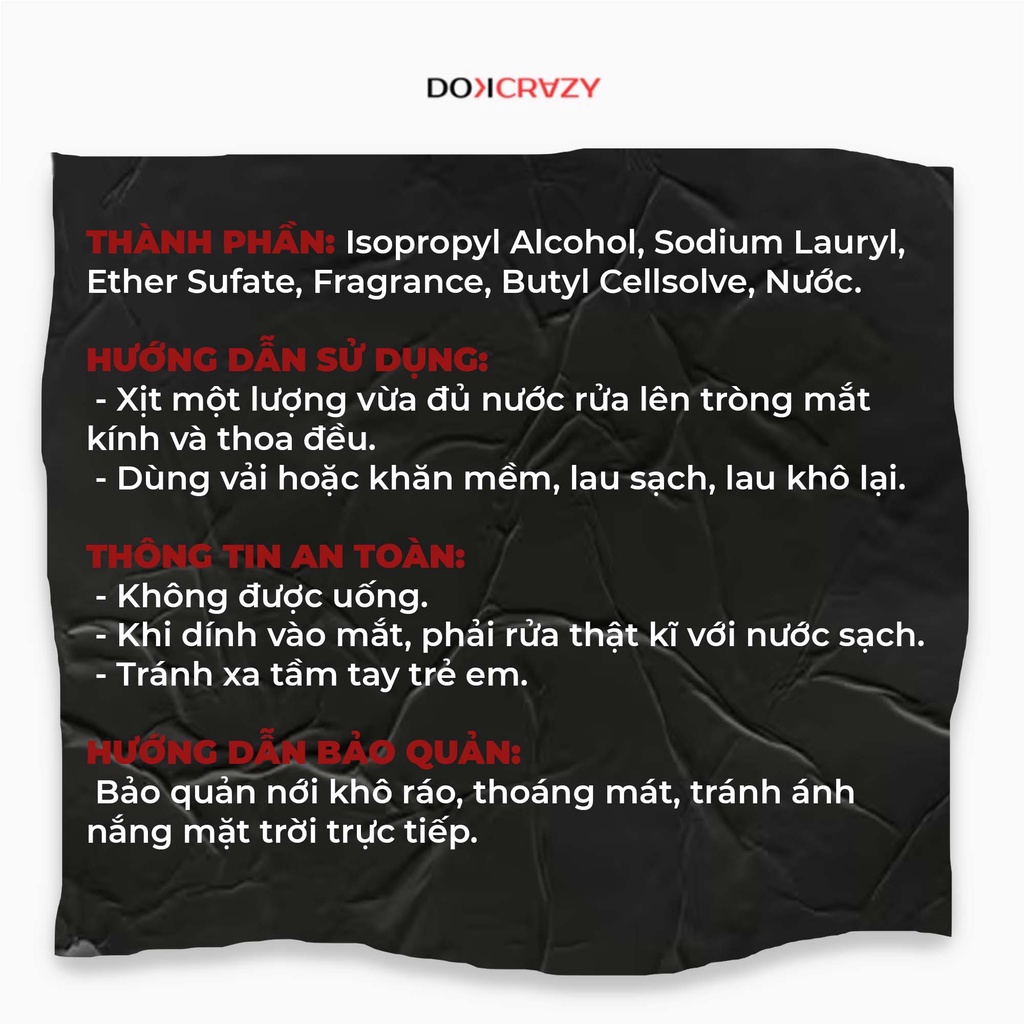 Ảnh Nước xịt rửa mắt kính chuyên dụng DOKCRAZY phụ kiện lau kính an toàn, đa năng 60ml 2