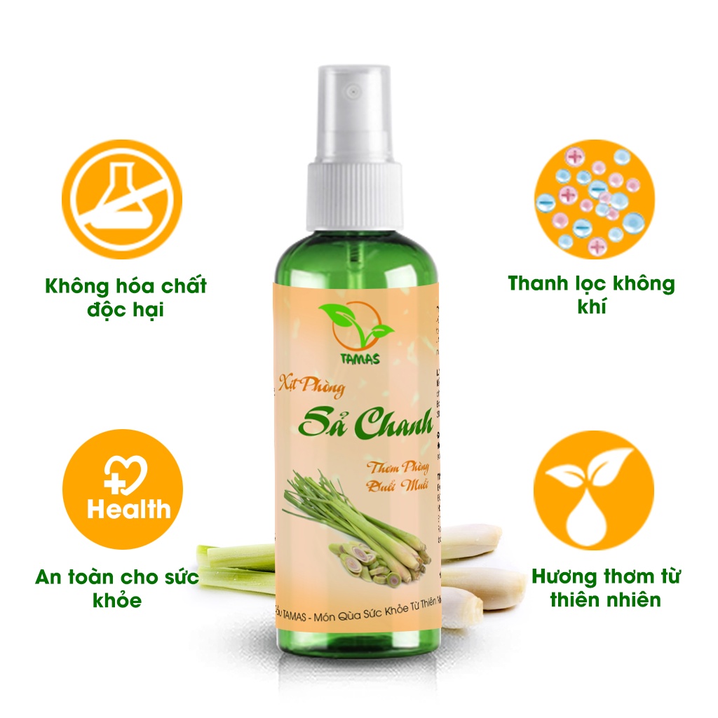 Ảnh Xịt phòng Sả chanh chai 100ml, xịt làm thơm phòng, thư giãn,...chiết xuất từ tinh dầu thiên nhiên, an toàn cho sức khỏe. 1
