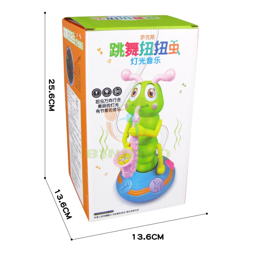 Đồ chơi sâu thổi kèn nhảy múa theo nhạc có đèn led siêu đẹp cực dễ thương - Binbibo