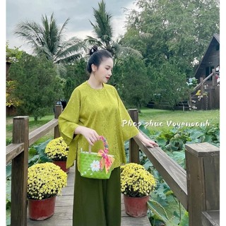 Set Áo Bà Ba Nữ Xanh Non + Quần Ống Rộng – Đồ Đi Chùa, Chụp Ảnh Vintage, Phong Cách Nhẹ Nhàng
