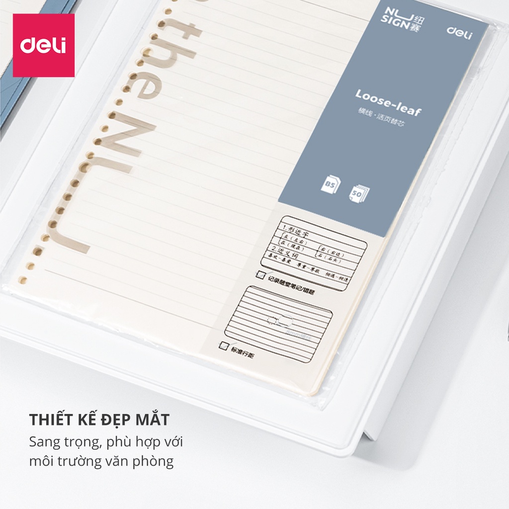 Lõi giấy thay thế sổ A5 B5 Deli - Kẻ ngang/ ô vuông caro - 1 tệp
