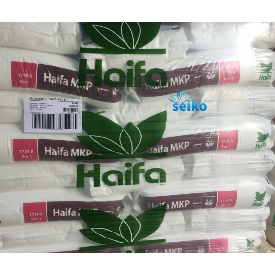 Phân bón MKP 0-52-34 Seiko nhập khẩu Haifa Isarel Chính hãng LÁ MAU GIÀ,  RA HOA TẬP TRUNG, trái to, tăng độ đường