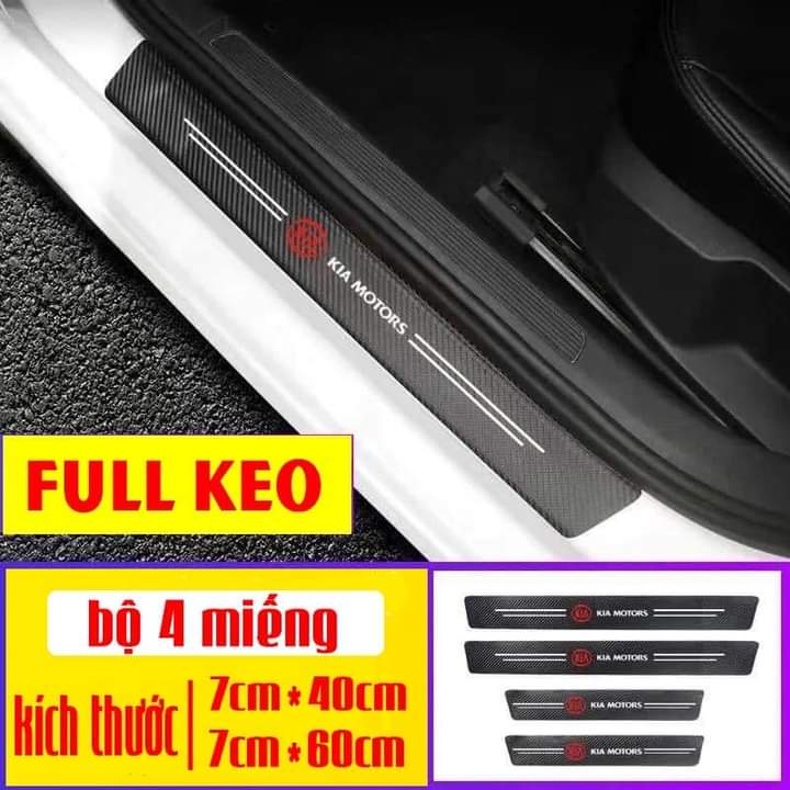 Nẹp Decal dán chống xước, ốp bậc cửa, nẹp chân, trầy cốp xe MG ZS, HS, MG5-Mẫu vân cacbon
