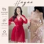 HT801 Set váy ngủ và áo choàng sexy ren xuyên thấu dáng xoè xẻ v1 tôn dáng gợi cảm HT801