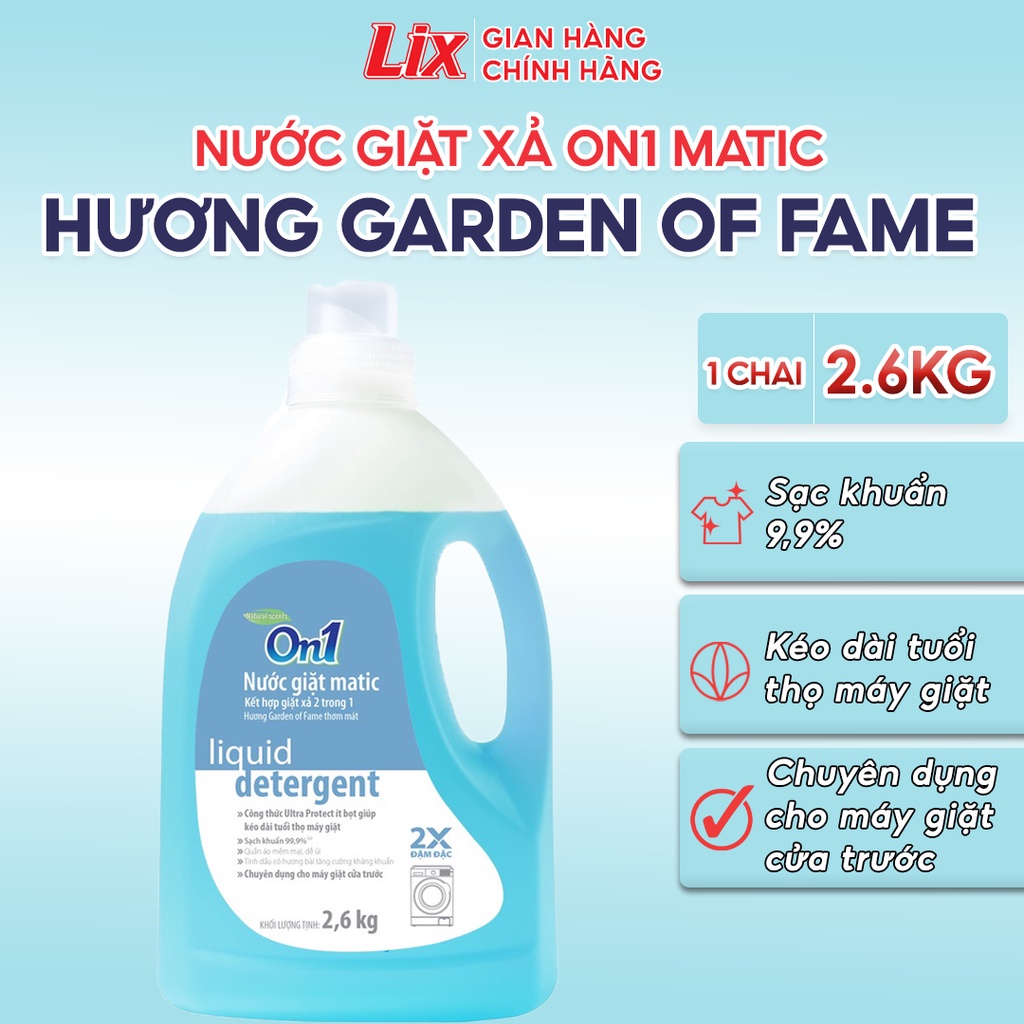 Ảnh Nước giặt xả On1 hương Matic Garden Of Fame 2.6Kg - Sạch khuẩn, kết hợp giặt xả 2 trong 1, máy giặt cửa trước N7001 2