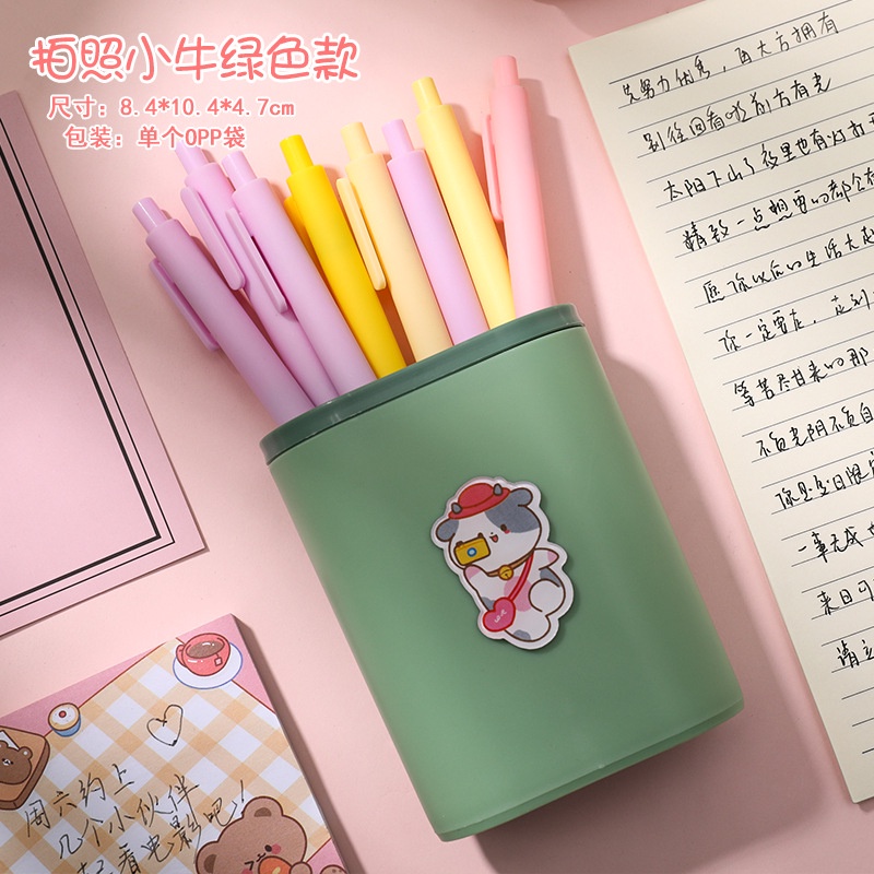 Cốc đựng bút nhựa 2 ngăn kèm hình cute