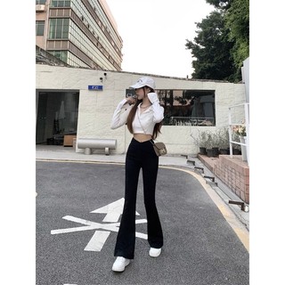Quần thun loe lưng chữ V hack eo chất thun tôn dáng dáng ôm gym thể thao Trend y2k