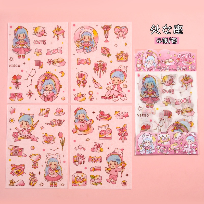 3 Tập 4 Tờ Sticker Dán 12 Cung Hoàng Đạo