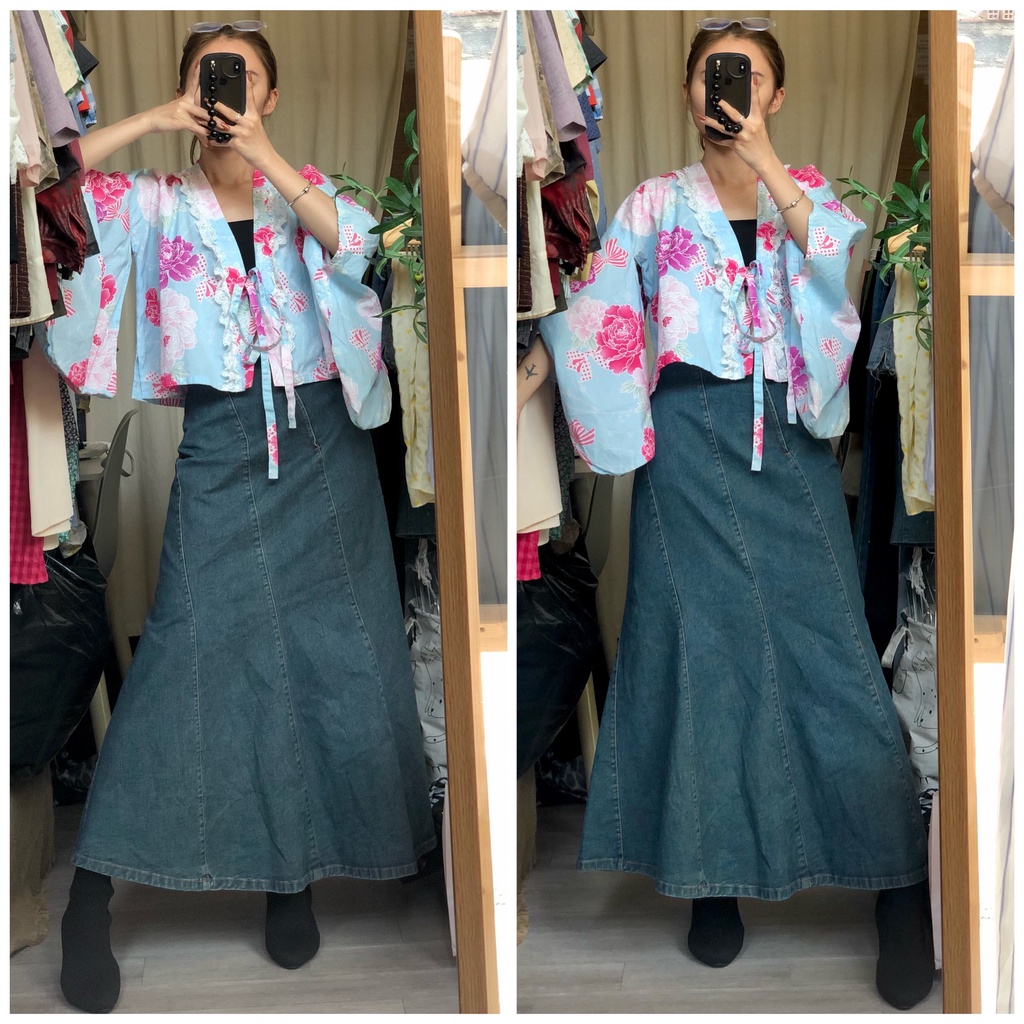 Chân váy Jean tuyển dáng dài Ulzzang hình thật Shop tự chụp có Big size Insta: April6 Clothing