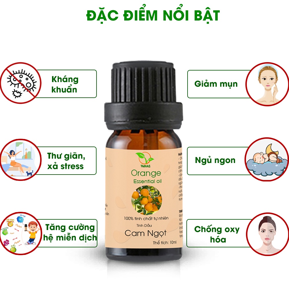 Ảnh Tinh dầu Cam Ngọt nguyên chất TAMAS chai 10ml, tinh dầu xông phòng 1