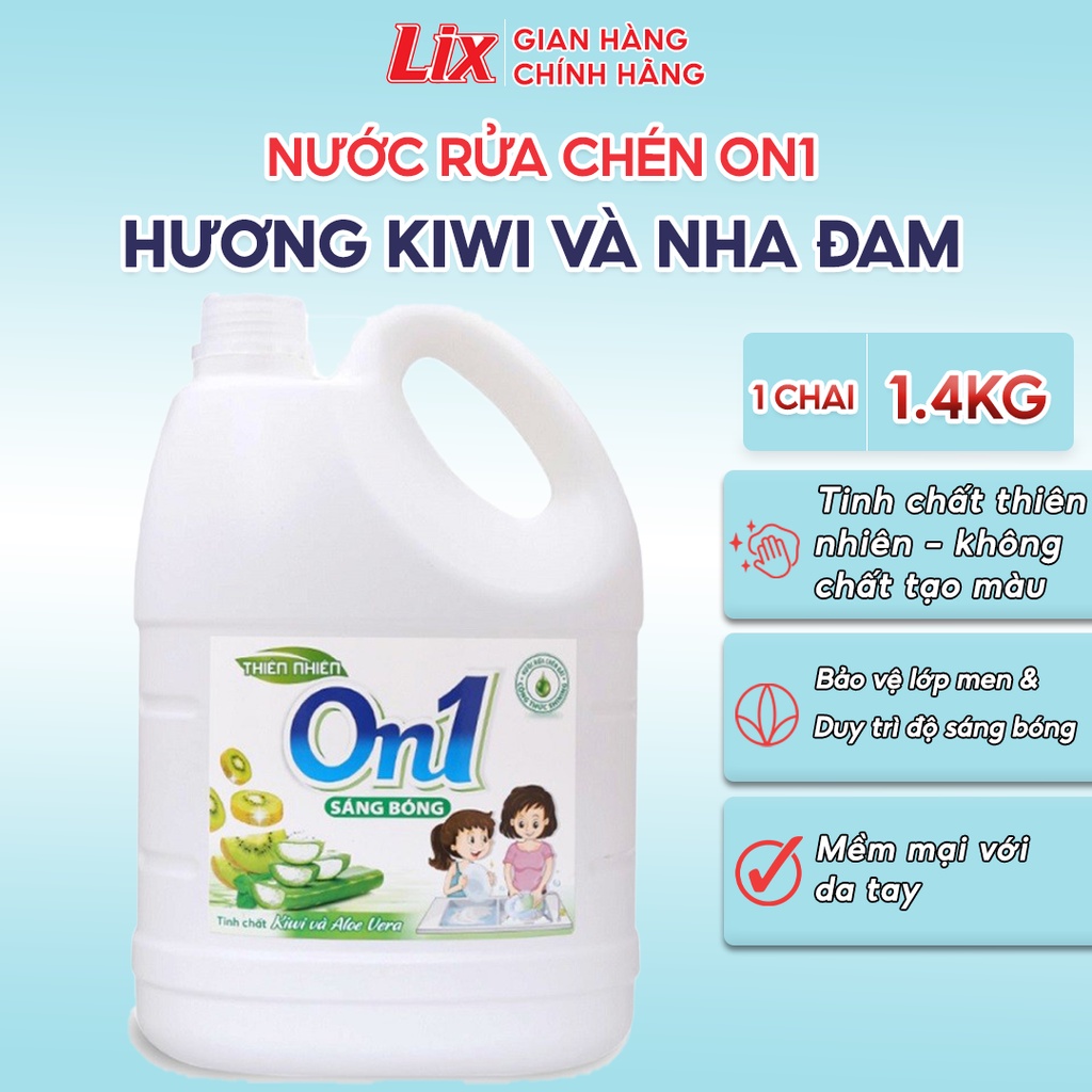 Ảnh Nước rửa chén On1 hương kiwi và aloe vera 1.4 Kg - gel rửa bát sạch bóng vết dầu mỡ N5007 1