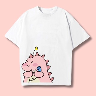 Áo thun tay lỡ unisex hình Khủng Long Ôm Điện Thoại - Áo phông A&B nam nữ form rộng cho cặp đôi vải dày dặn, thoáng mát