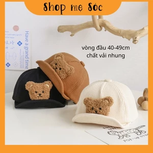 Mũ lưỡi trai cho bé trai bé gái thêu hình gấu nổi 3D 0-2 tuổi mesocshop