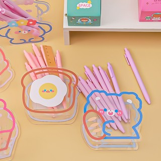 Cốc Đựng Bút Mica Trong Suốt In Hình Dễ Thương - Thỏ Hồng VPP