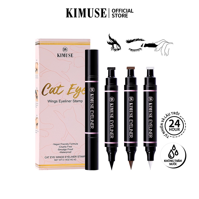 Set 2 bút kẻ mắt KIMUSE kháng nước có đầu vẽ đuôi mắt trang điểm làm đẹp độc đáo