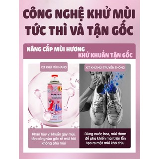 Chai xịt khử mùi giày dép Nano Bạc hương trái đào diệt khuẩn Shoes 2h 1 lọ 260ml, làm thơm.