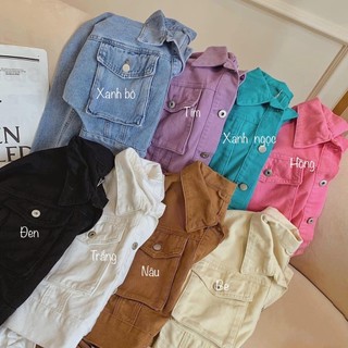 Áo Khoác Jeans Bò Nữ Quảng Châu Dáng Ngắn Màu Pastel Cao Cấp