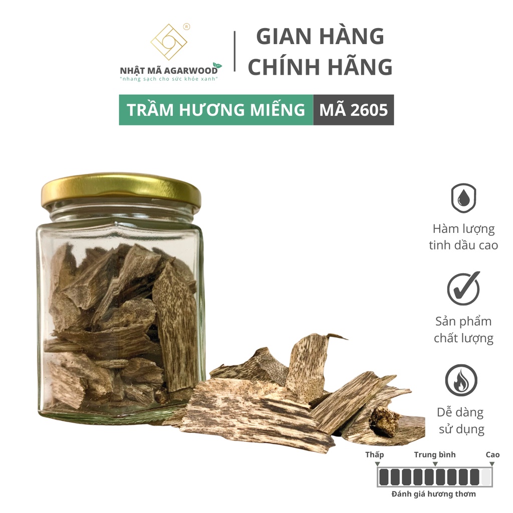 Bộ sản phẩm Trầm hương, trầm miếng (tuyển chọn) - Mã 2605 - Lọ 10gram | Nhật Mã Agarwood