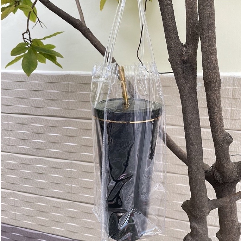 Túi trong suốt đưng bình ly có dây xách mang đi tiện lợi