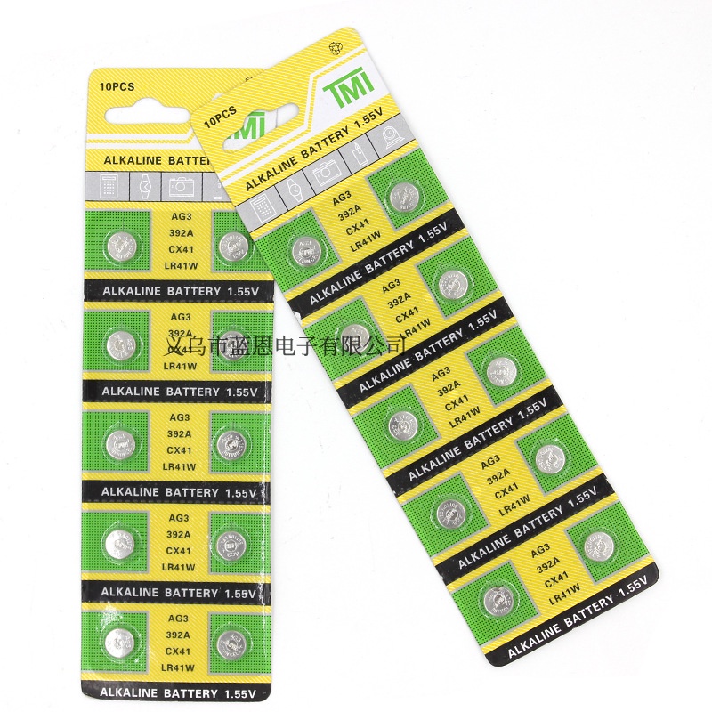 Vỉ 10 Pin cúc áo TMI Alkaline AG3 – SR41 – LR41 – LR736 - LR41, pin nút áo, pin đồng hồ siêu bền 3 năm