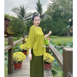 Set Áo Bà Ba Nữ Xanh Non + Quần Ống Rộng – Đồ Đi Chùa, Chụp Ảnh Vintage, Phong Cách Nhẹ Nhàng