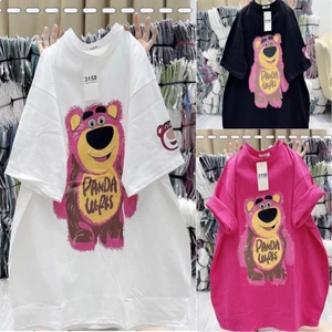Áo phông tay lỡ cotton Gấu Panta Wofks , áo thun nam nữ tay lỡ Gấu Panta Wofks over - Gấu Panta