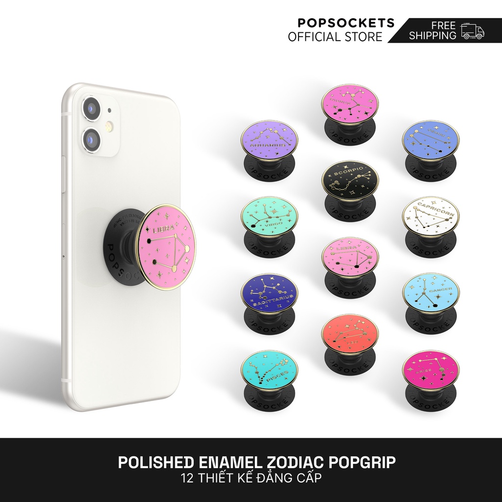 PopSockets Đánh Bóng Tráng Men Hoàng Đạo PopGrip Tay Cầm Điện Thoại