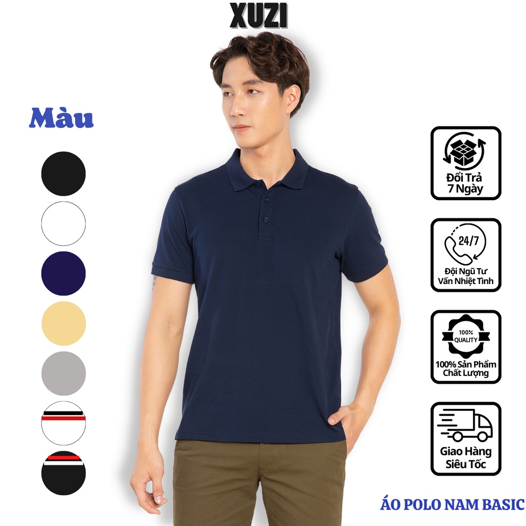 áo thun polo nam ngắn tay có cổ bẻ trơn basic ,chất vải cotton cá xấu gai mịn thấm hút mồ hôi co dãn 4 chiều