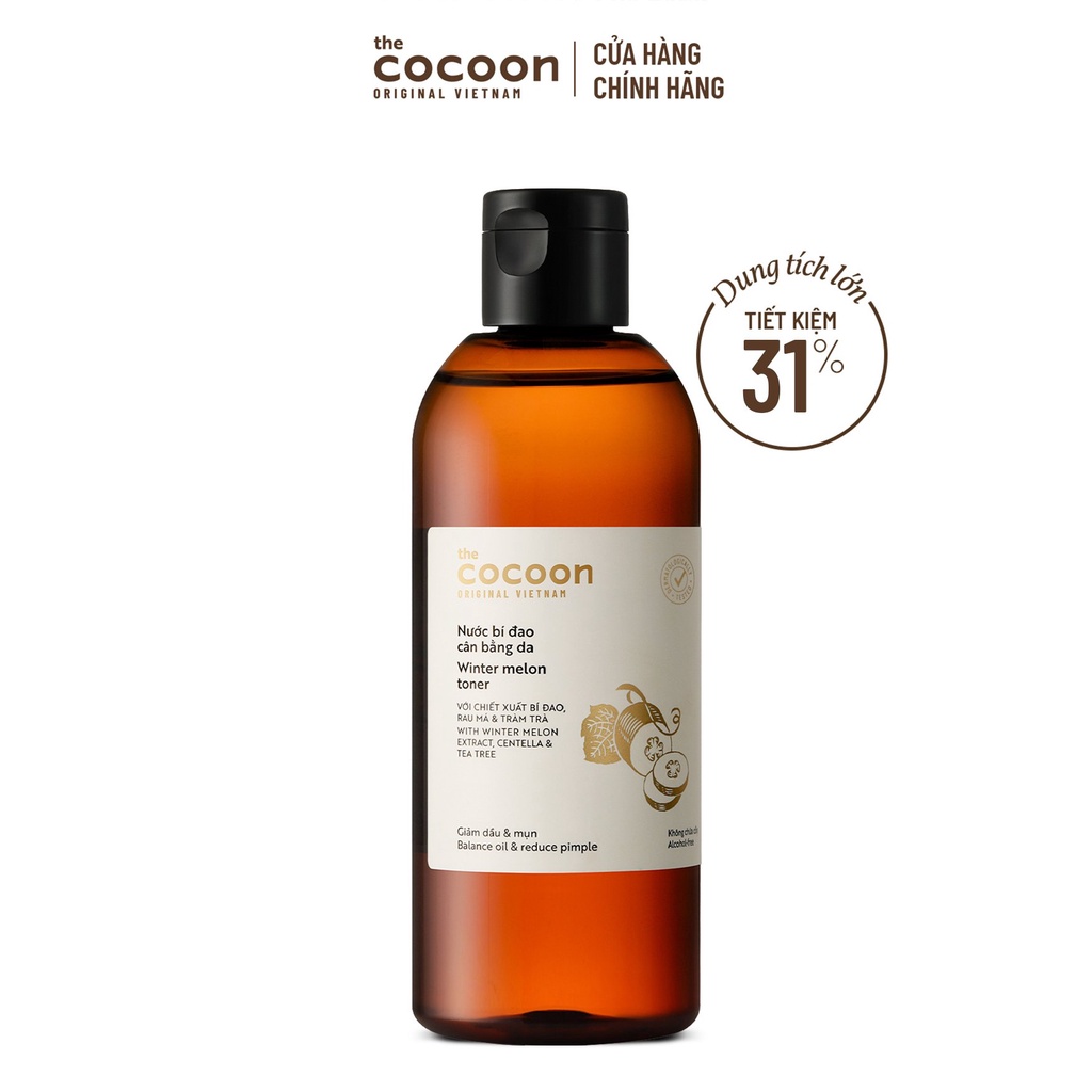 Bigsize - Nước bí đao cân bằng da (toner) Cocoon giảm dầu và mụn 310ml