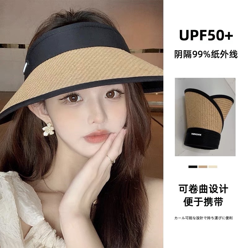 Nón cói nữ nửa đầu vành rộng chống nắng tia uv hoạ tiết chữ , phụ kiện thời trang nữ