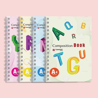 Sổ lò xo kẻ ngang 200 trang khổ A4 TUANVIET BOOKS chủ đề Alphabet - Phù hợp làm sổ kế hoạch, sổ nhật kí, tập vở ghi chép