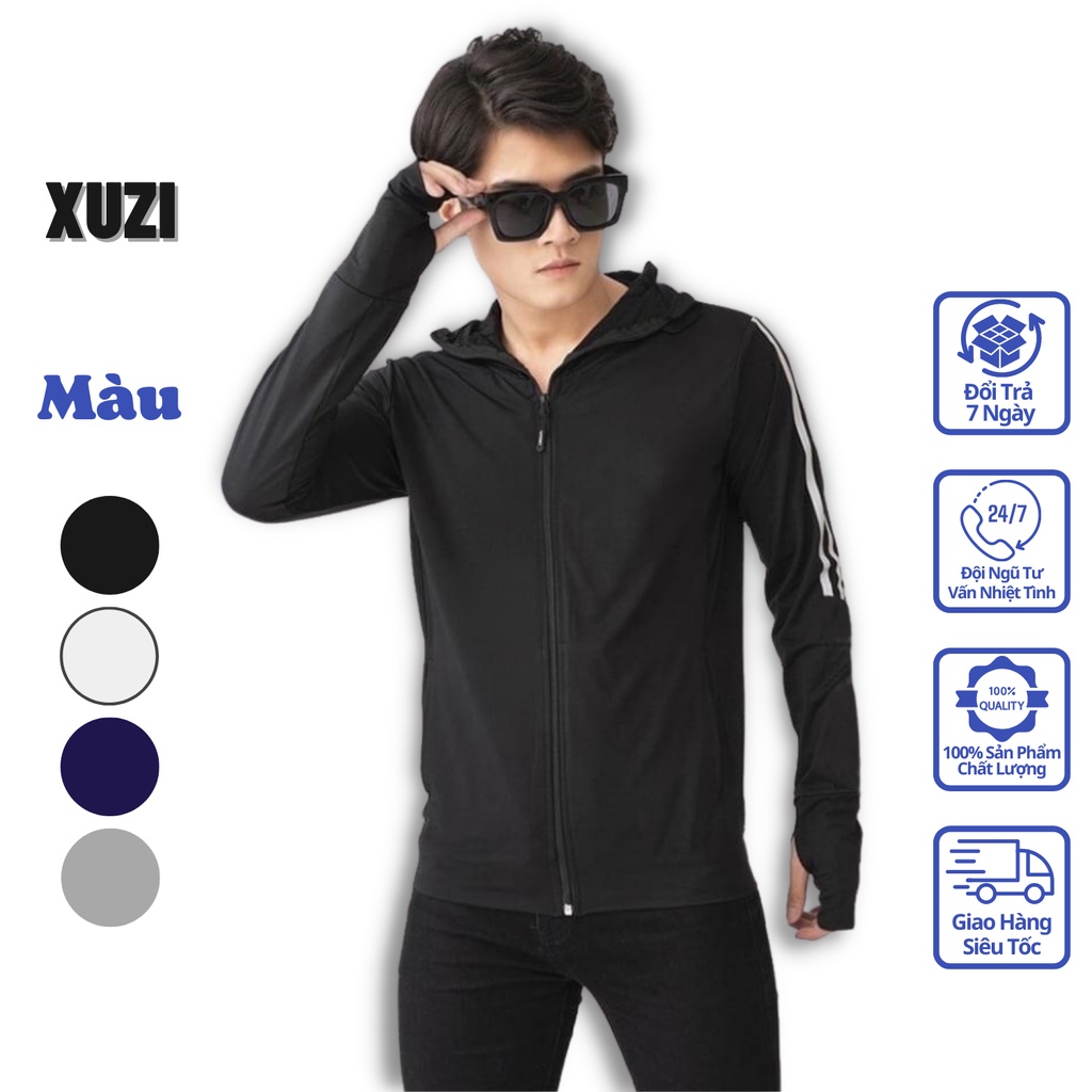 Áo chống nắng nam áo khoác chống nắng mẫu mới phối viền cánh tay áo đi nắng chất vải thông hơi chống tia UV bảo vệ da.