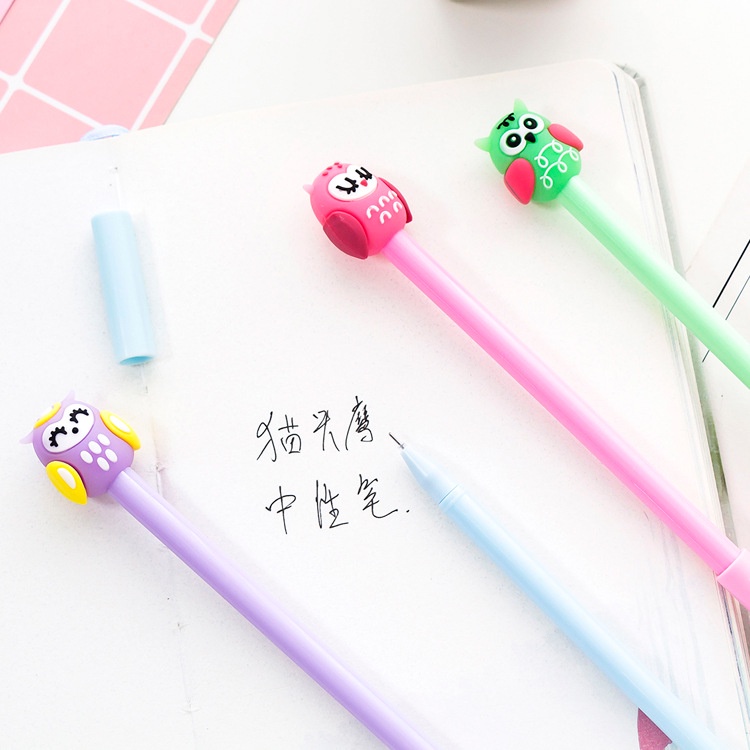 3 Bút Nước Gel Đen Cú Xinh Nhiều Màu