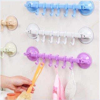 Thanh treo đồ hút chân không 6 móc tiện lợi, Thanh treo đồ dán tường 1303