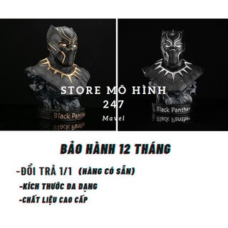Mô hình báo đen tượng bán thân Black panther kích thước 18cm chất liệu đá resin cao cấp