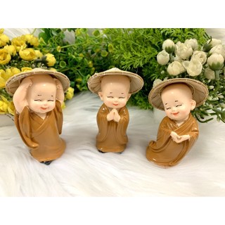 Bộ 3 tượng Chú Tiểu Hoan Hỉ Tài Lộc đội nón lá