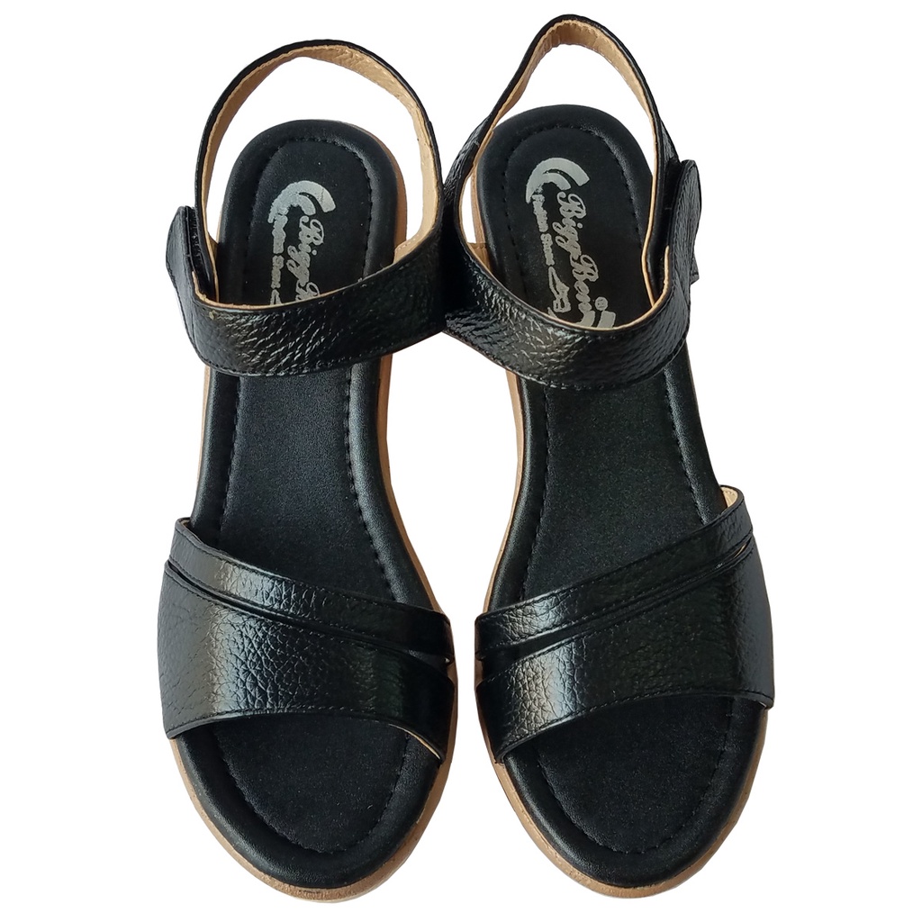 Giày Sandal Đế Xuồng BIGGBEN Da Bò Cao 7 Phân HKD656