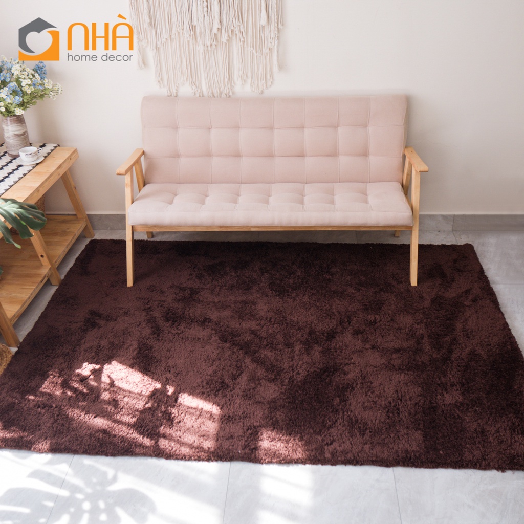 Thảm Lông Sợi Ngắn Len Cừu Mềm Mại Trang Trí Phòng Khách