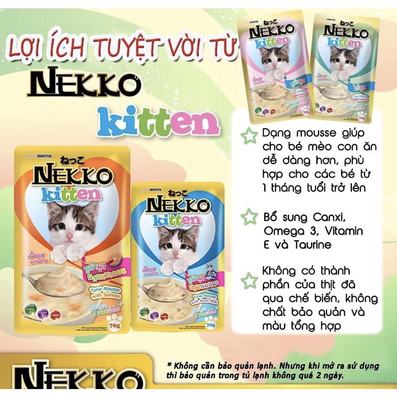 Pate Nekko Kitten dành cho mèo con gói 70g nhiều dinh dưỡng