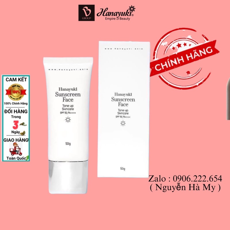 Kem Chống Nắng Nâng Tông Cho Mặt Hanayuki Sunscreen Face 50gr | Shopee ...