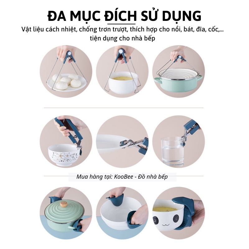 Bộ Dụng Cụ Gắp Bát Đĩa Chống Nóng KOOBEE – Kẹp Gắp, Găng Tay Silicon, Kẹp Nhấc Bát Chống Bỏng Cao Cấp (PKB40)