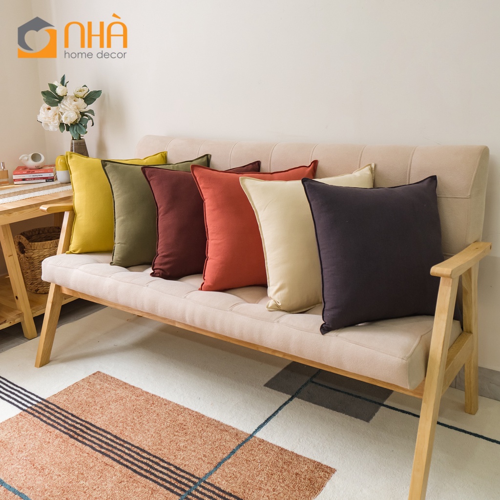 Vỏ Gối Tựa Lưng Gối sofa Cotton Trơn Màu Phong Cách Nhật Bản