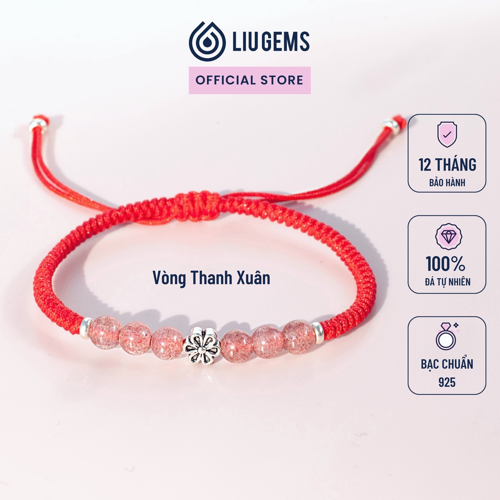 Vòng Tay Chỉ Đỏ May Mắn 6 Hạt Đá Phong Thuỷ Đồng Tâm Kết Nối Liugems Cho Nam Nữ Mang Đến Năng Lượng CD02