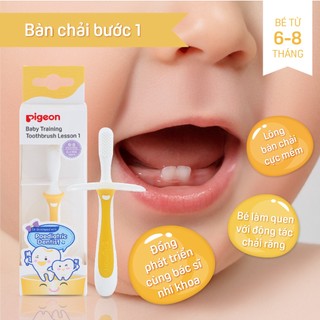 Bàn chải đánh răng cho bé Pigeon 6-8 tháng - vệ sinh răng miệng cao cấp bước 1 chính hãng