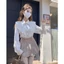 SET ÁO SƠ MI BÈO + CHÂN VÁY XẾP LY ⚡HỎA TỐC⚡ MEOINDAHOUSE