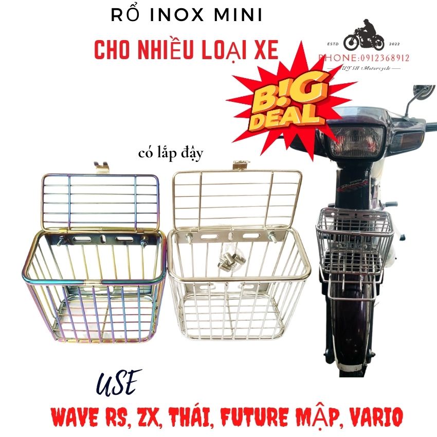 Rổ (giỏ) trước inox, titan cho xe máy Wave, Dream [ Rổ Mini] | Shopee ...