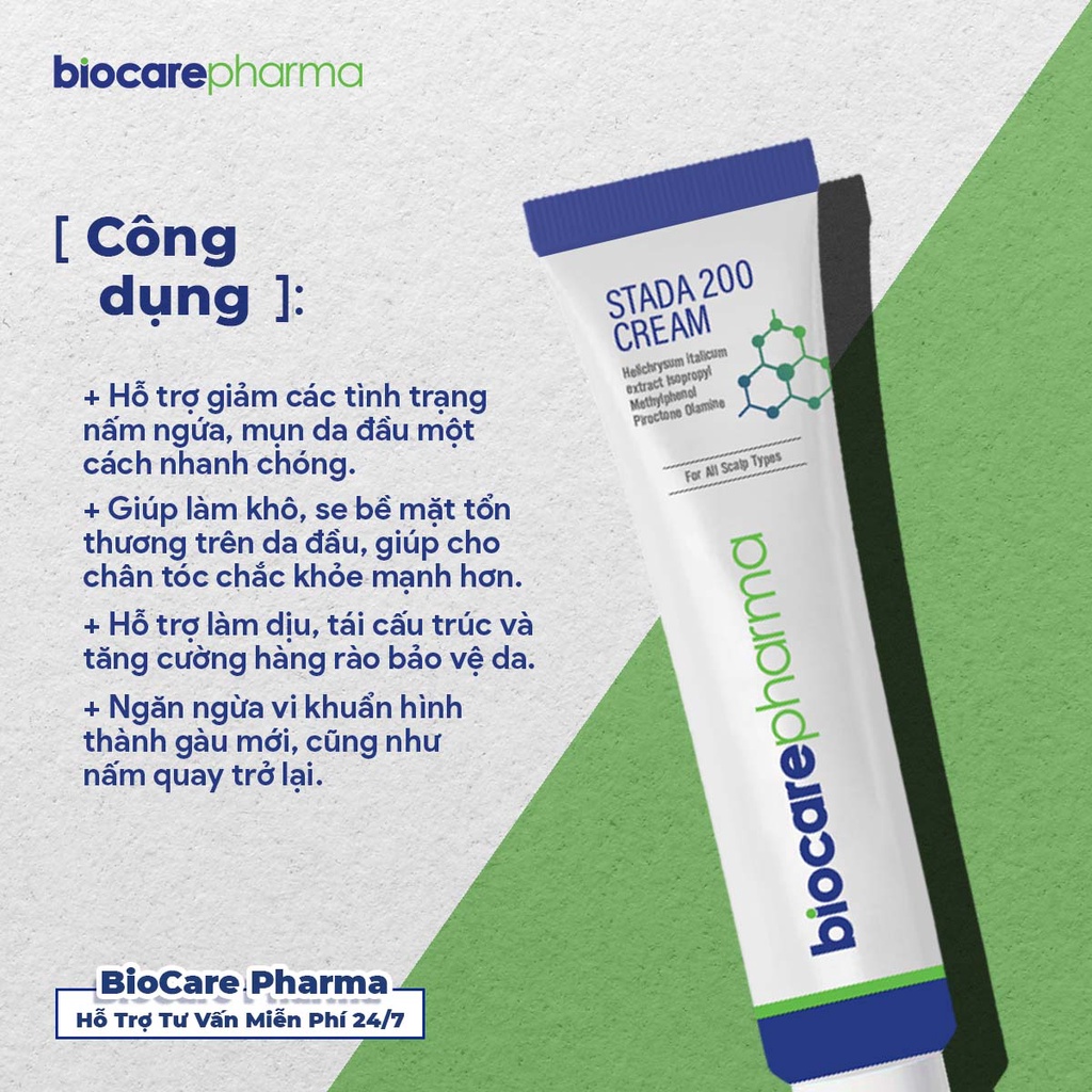 Ảnh Kem hỗ trợ loại bỏ nấm da đầu - bong tróc vảy trắng | Stada 200 cream | 30gr | Biocarepharma. 4