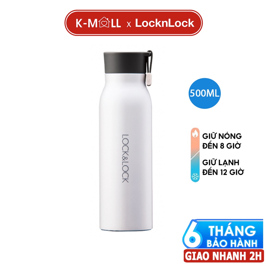Bình giữ nhiệt LocknLock 500ml LHC4125 màu trắng , thép không gỉ, đáy chống trượt - K-MALL