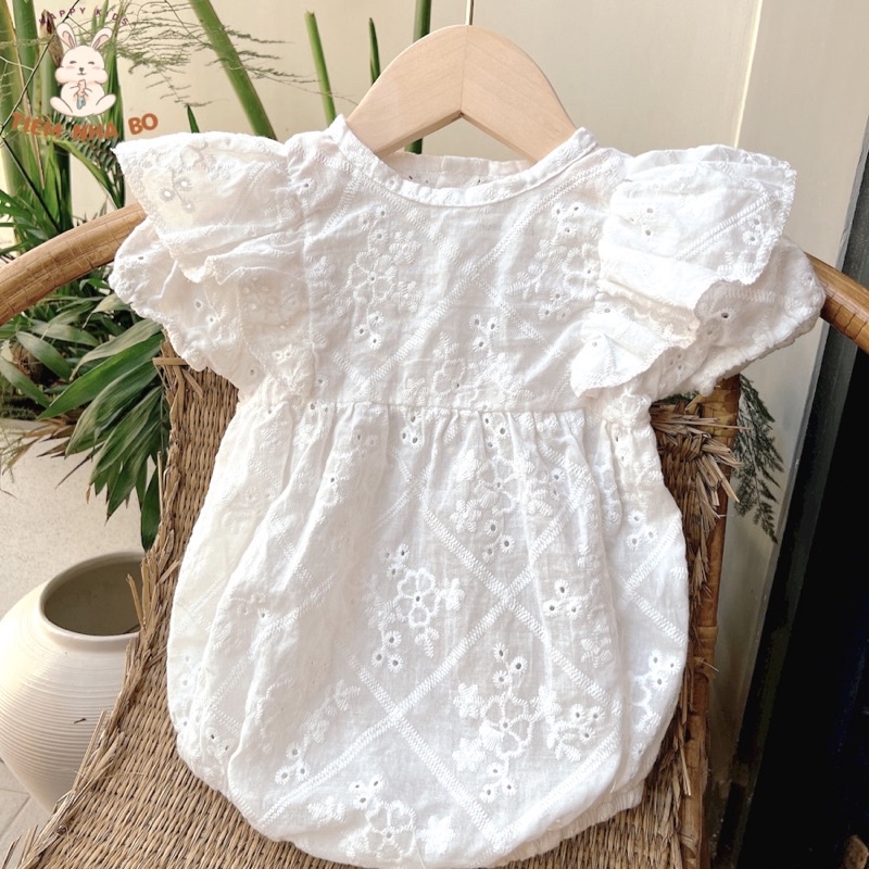 Bodysuit ren cánh tiên thêu hoa nổi cho bé từ 5-11kg Tiệm Nhà Bơ