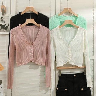 Áo len cadigan bèo cài khuy siêu xinh, chất len tăm giấy mỏng cưng xỉu